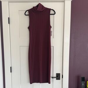 NWT Nine West Ribbed Burgundy Midi Dress